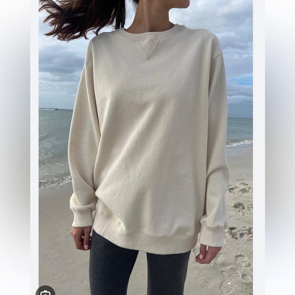 Brandy Melville Cream Oversized Crewneck Sweatshirt